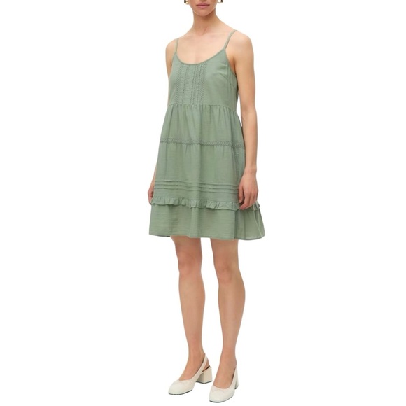 Vero Moda VMPRETTY 100% Cotton Mini Dress Hedge Green with Spaghetti Straps XL - Picture 7 of 11
